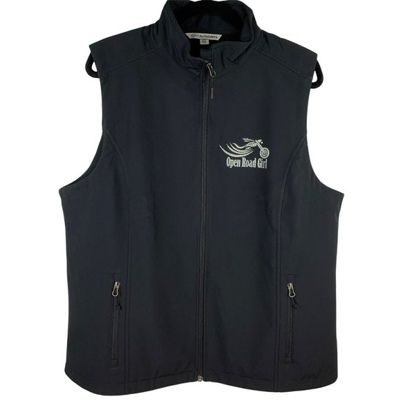 Open Road Girl Motorcycle Glitter Graphic Black Vest Size XXL Biker Wear - Picture 1 of 5